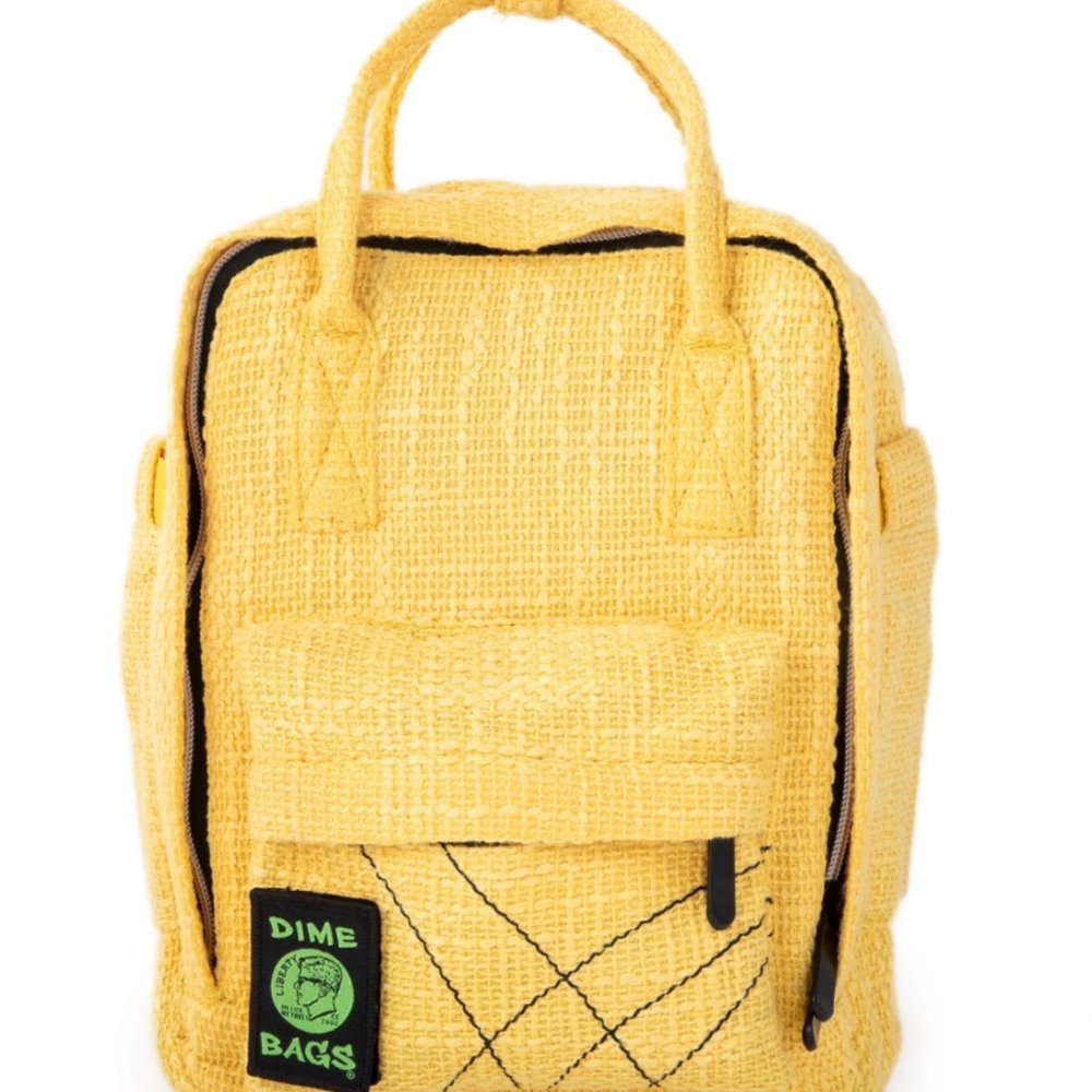 Yellow Mini Backpack with Green Logo